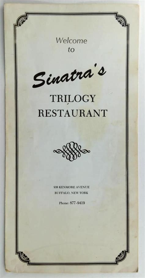 menu for sinatra's restaurant in buffalo n.y